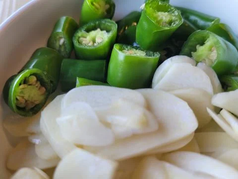 Pepper and garlic slice Stock Photos