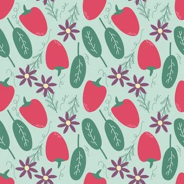 Pepper and spinach pattern 스톡 일러스트