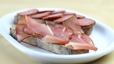 Pepper on Bacon Bread Stock Footage 8846312