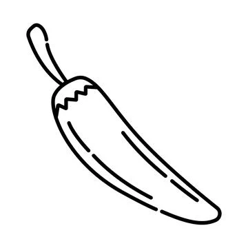 Pepper black line icon Stock Illustration