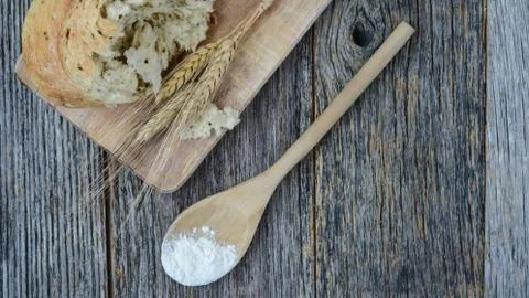 Pepper bread on rustic wood background. Stock Photos