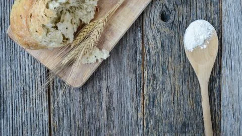 Pepper bread on rustic wood background. Stock Photos