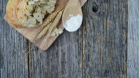 Pepper bread on rustic wood background. Stock Photos