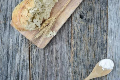 Pepper bread on rustic wood background. Stock Photos