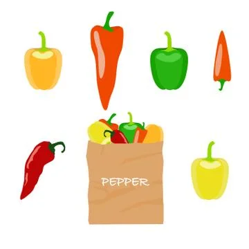 Pepper in brown paper bag Illustrazione stock