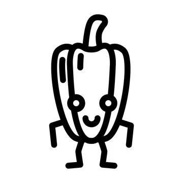 Pepper character line icon vector illustration Stock Illustration