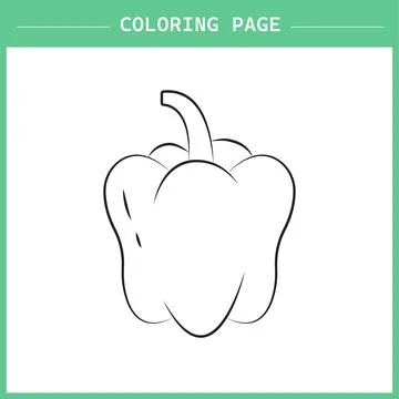 Pepper Coloring Page Vector Stock Illustration