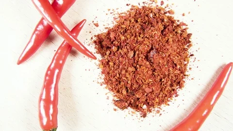 Pepper dry and fresh rotates top view Stock Footage 99508889