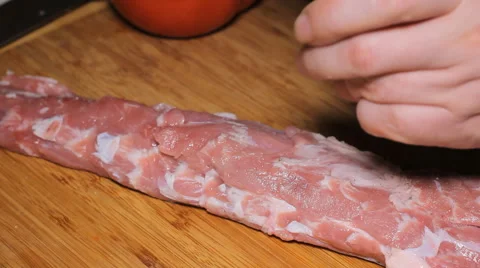 Pepper Fell on Meat Stock Footage 64274345