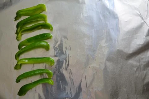 Pepper on a foild different slices Foto stock