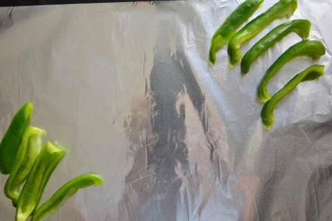 Pepper on a foild different slices Foto stock
