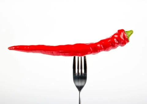 Pepper on a fork Stock Photos