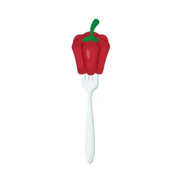 Pepper on forks Concept of diet. Vector illustration. Stock Illustration