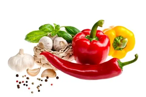 Pepper, garlic. Stock Photos