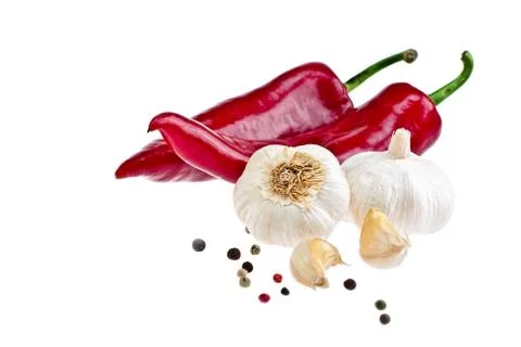 Pepper, garlic. Foto stock