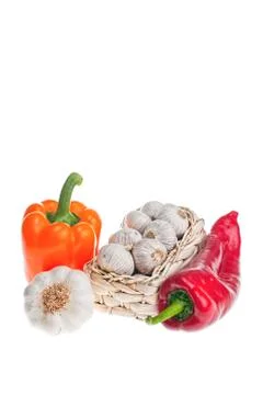 Pepper, garlic. Foto stock