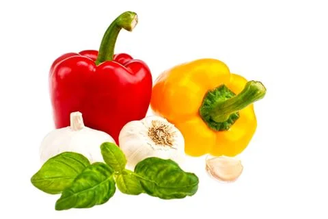 Pepper, garlic. Stock Photos