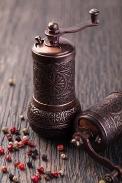 Pepper grinders Stock Photos