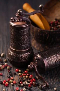 Pepper grinders Stock Photos