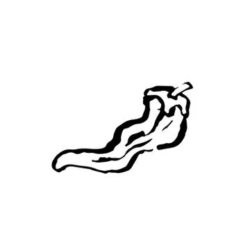 Pepper grunge icon. Chilli brush ink illustration. Stock Illustration