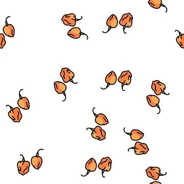 Pepper habanero vector seamless pattern Stock Illustration