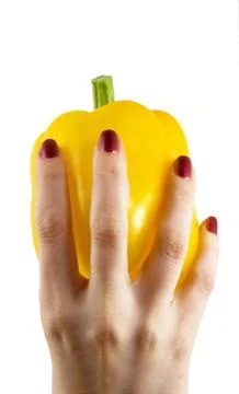 Pepper in hand Stock Photos