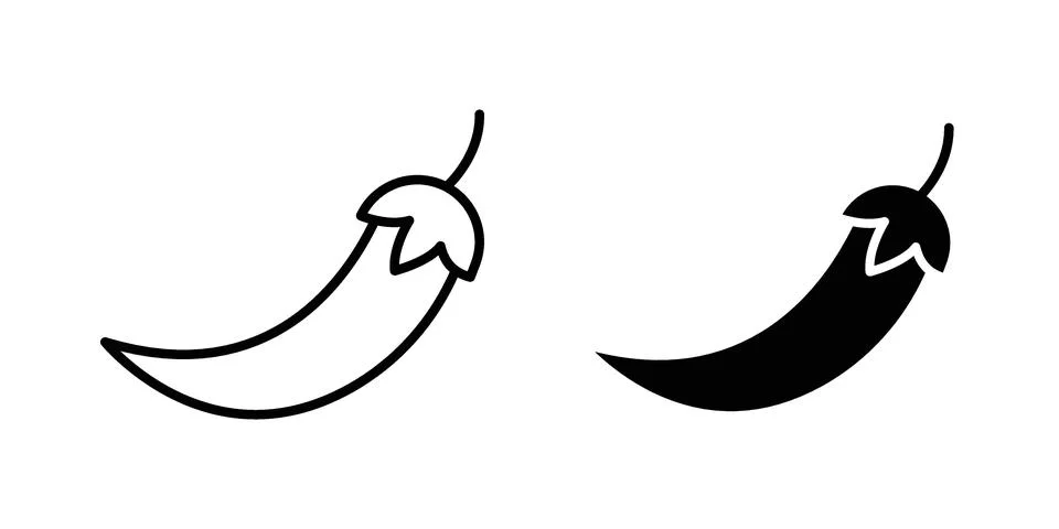 Pepper icon silhouette vector set. thin line pack Stock Illustration