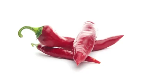 Pepper isolate. red hot pepper on a white background rotates on a turntable. 스톡 동영상 161263875