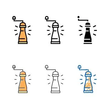 Pepper mill color icon vector stylized Stock Illustration