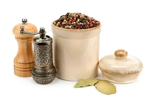 Pepper mill isolated on white background Stock-Fotos