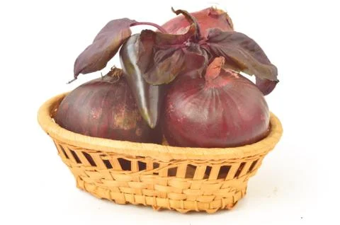 Pepper, onion on a white background Stock Photos