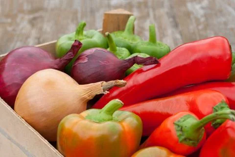Pepper an onions Stock Photos