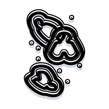 Pepper rings falling line art drawing concept Stock Illustration