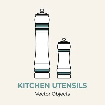 Pepper salt mill shaker vector illustration. Vector line illustration isolate Stock Illustration
