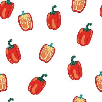 Pepper seamless pattern. Organic Vegetarian Healthy Food. Farm market product Stock Illustration