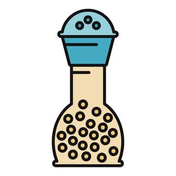 Pepper shaker with peppercorns for adding flavor to food Stock Illustration