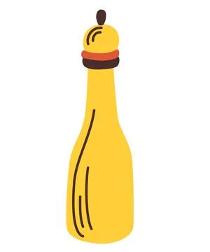 Pepper shaker. Tableware. Hand draw kitchen tool, household utensil. Cartoon  Stock Illustration