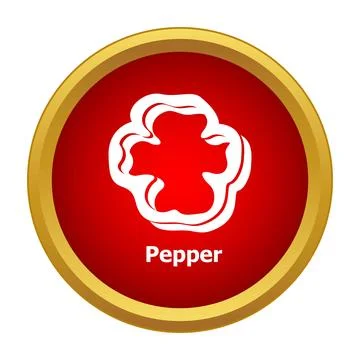 Pepper slice inside red and gold circle icon 스톡 일러스트