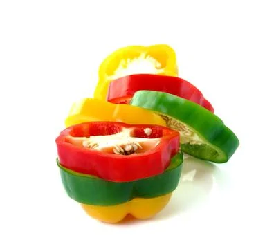 Pepper sliced on white background Stock Photos