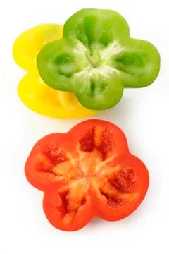 Pepper slices on white background Stock Photos