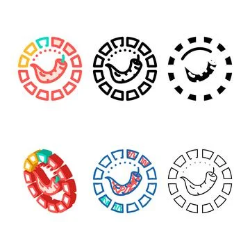 Pepper spicy round scale color icon edition vector Stock Illustration