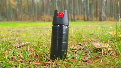 Pepper spray can in the close-up. Stock Footage 117192129