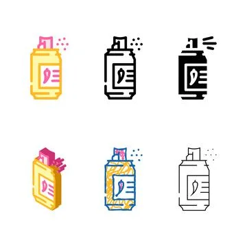 Pepper spray protest meeting multipack color icon vector Ilustração Stock