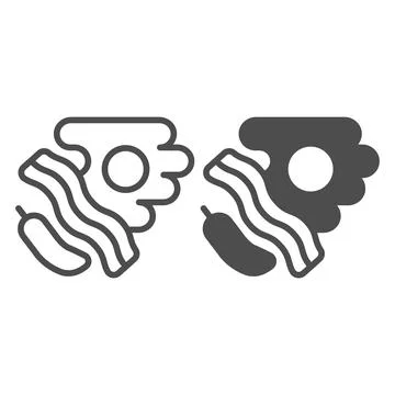 Pepper, steak with eggs line and solid icon, englishbreakfast concept, food Stock Illustration