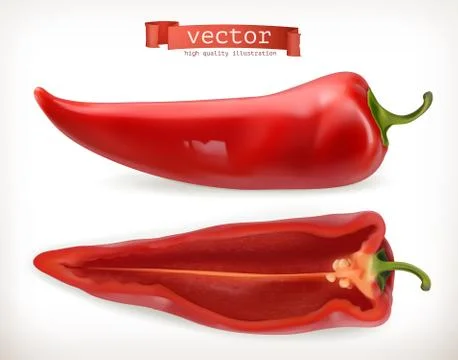 Pepper. Vegetable 3d vector icon Illustrazione stock