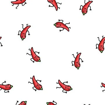 Pepper vegetable character vector seamless pattern Illustrazione stock