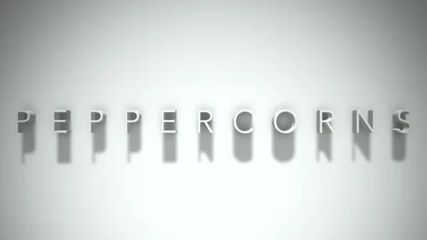 Peppercorns 3D title animation with shadows on a white background Stock Footage 297796274