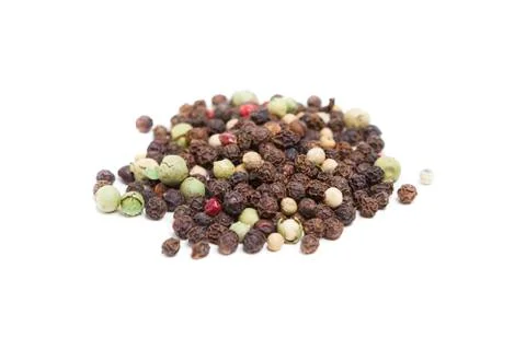 Peppercorns isolated on white background. Stock Photos