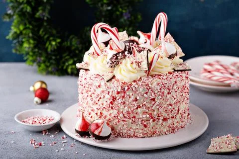 Peppermint and chocolate cake Stock Photos