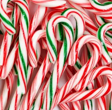 Peppermint candy canes in filled frame format Stock Photos